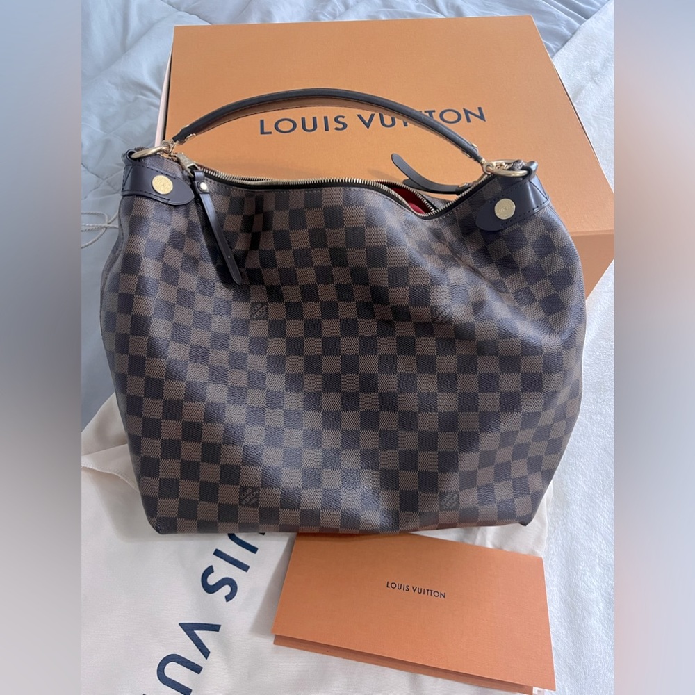 Louis Vuitton Damier Ebene Hobo Shoulder Bag in Dark Brown